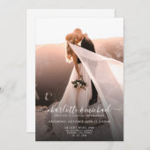 Elegant Modern Script Photo Classic WeddIng 招待状 (正面/裏面)