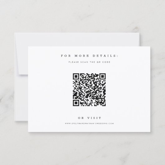 Elegant Modern Script Photo QR Code Wedding 招待状 (裏面)