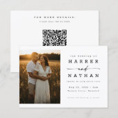 Elegant Modern Script Photo QR Code Wedding 招待状 (正面/裏面)