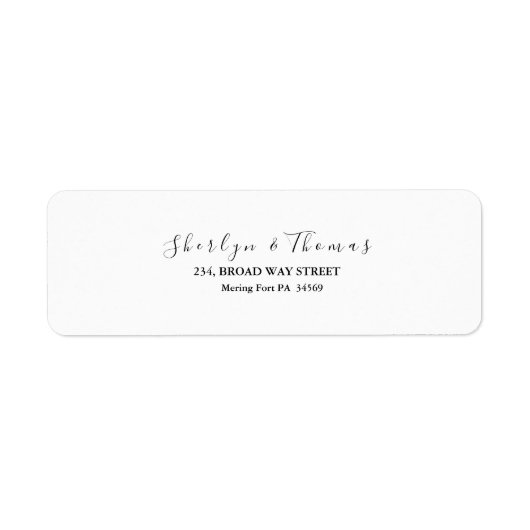 Elegant  modern script  return address label  ラベル (正面)