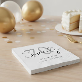 Elegant Modern Seventy 70th Birthday Party Napkins スタンダードカクテルナプキン