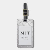 Elegant Modern Silver Monogram Initial Name ラゲッジタグ (正面縦)