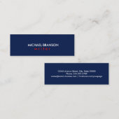 Elegant Modern Simple Blue RED Minimalist スキニー名刺 (正面/裏面)