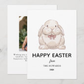 Elegant Modern Simple Bunny Happy Easter Photo シーズンカード (正面/裏面)