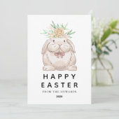 Elegant Modern Simple Bunny Happy Easter Photo シーズンカード (スタンド正面)