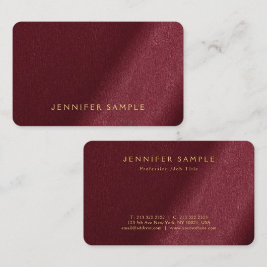 Elegant Modern Simple Design Gold Text Trendy 名刺 (正面/裏面)