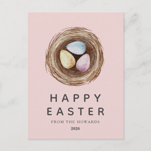 Elegant Modern Simple Easter Eggs | Happy Easter シーズンポストカード (正面)