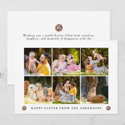 Elegant Modern Simple Eggs Happy Easter Photo シーズンカード (正面/裏面)