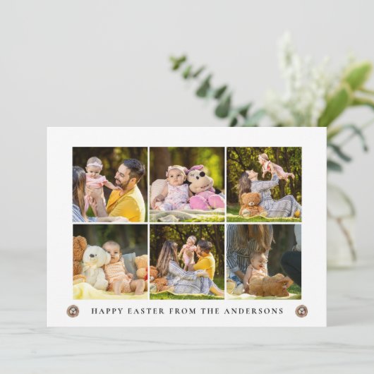 Elegant Modern Simple Eggs Happy Easter Photo シーズンカード (スタンド正面)