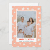 Elegant Modern Simple Flower Happy Easter Photo シーズンカード (正面/裏面)