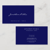 Elegant Modern Simple Template Script Navy Blue 名刺 (正面/裏面)