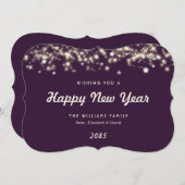Elegant Modern Stars Purple New Year Card シーズンカード (正面/裏面)