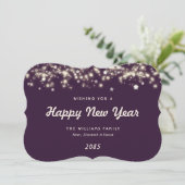 Elegant Modern Stars Purple New Year Card シーズンカード (スタンド正面)