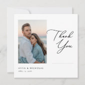 Elegant Modern Sunset Beach Wedding Photo サンキューカード (正面)