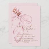 Elegant & Modern Sweet 16 Blush Pink Birthday  招待状 (正面/裏面)