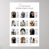 Elegant Modern Table  Photo Wedding Seating Chart ポスター (正面)