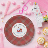 Elegant Modern Tartan Plaid Christmas Family ペーパープレート (パーティー)