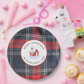 Elegant Modern Tartan Plaid Christmas Family ペーパープレート (パーティー)