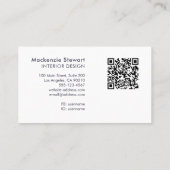 Elegant Modern Teal Script Monogram QR Code Busine 名刺 (裏面)