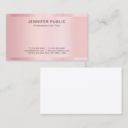 Elegant Modern Template Rose Gold Professional 名刺 (正面/裏面)