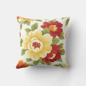 Elegant Modern Trendy Stylish Red Yellow Floral  クッション (裏面)