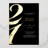 Elegant Modern Typography 21st Birthday  箔招待状 (正面)