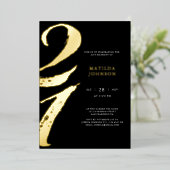 Elegant Modern Typography 21st Birthday  箔招待状 (立ち正面)