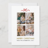 Elegant Modern Typography 4 Photo Christmas シーズンカード (正面)