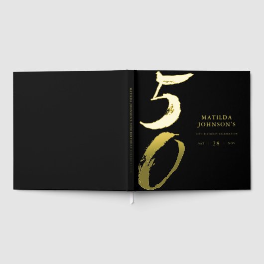 Elegant Modern Typography 50th Birthday  ゲストブック (全面)