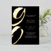 Elegant Modern Typography 90th Birthday  箔招待状 (立ち正面)