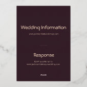 Elegant Modern Typography Plum Noir Wedding Gold 箔招待状 (裏面)