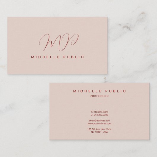 Elegant Modern Typography Script Monogram 名刺 (正面/裏面)