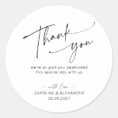 Elegant, modern typography wedding thank you  ラウンドシール (正面)