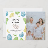 Elegant Modern Watercolor Eggs Happy Easter Photo シーズンカード (正面)