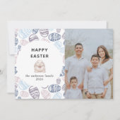 Elegant Modern Watercolor Eggs Happy Easter Photo シーズンカード (正面)