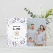 Elegant Modern Watercolor Eggs Happy Easter Photo シーズンカード (スタンド正面)