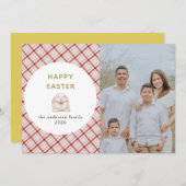 Elegant Modern Watercolor Eggs Happy Easter Photo シーズンカード (正面/裏面)