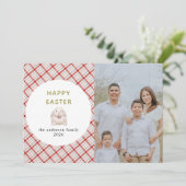 Elegant Modern Watercolor Eggs Happy Easter Photo シーズンカード (スタンド正面)