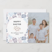 Elegant Modern Watercolor Eggs Happy Easter Photo シーズンカード (正面)