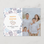 Elegant Modern Watercolor Eggs Happy Easter Photo シーズンポストカード (正面)