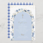 Elegant Modern Watercolor Flowers Baptism 招待状 (正面/裏面)