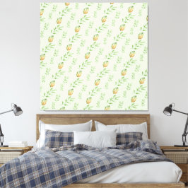 Elegant Modern Watercolor Leaves Pattern GREEN キャンバスプリント