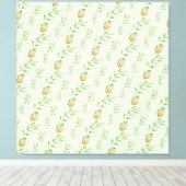 Elegant Modern Watercolor Leaves Pattern GREEN  キャンバスプリント (インサイチュ (ウッドフロア))
