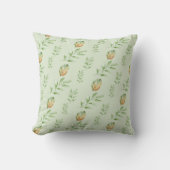 Elegant Modern Watercolor Leaves Pattern GREEN クッション (正面)