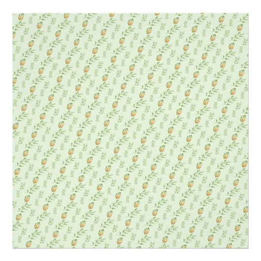 Elegant Modern Watercolor Leaves Pattern GREEN  フォトプリント (正面)