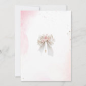 Elegant Modern Watercolor Pink Bow Baptism Cross 招待状 (裏面)