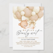 Elegant & Modern We can Bearly Wait Baby Shower   招待状 (正面)