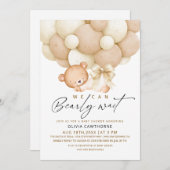 Elegant & Modern We can Bearly Wait Baby Shower   招待状 (正面/裏面)