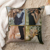 Elegant Modern Wedding 4 Photo golden frame  クッション (ブランケット)