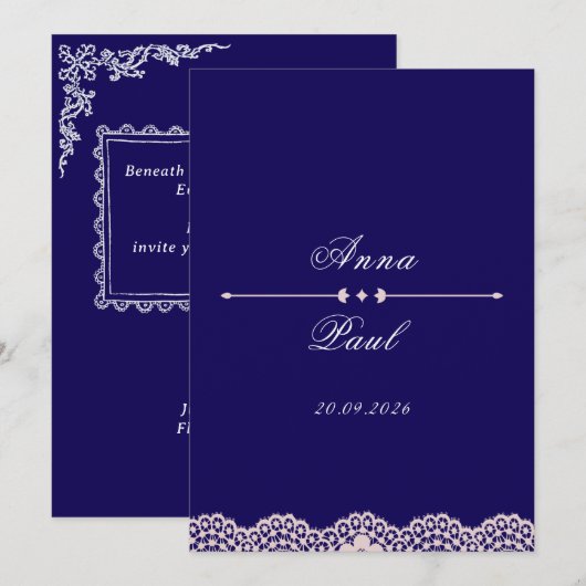 Elegant Modern Wedding Invite 招待状 (正面/裏面)